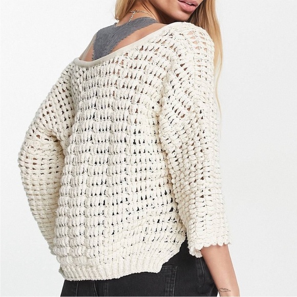 Free People FP Beach Coxy Knit Lightweight Sweater Ivory Medium - Picture 3 of 14